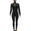 Women's Bodycon One-piece Jumpsuit Long Sleeved Big Zipper Female Casual Sport Workout Skinny Activity Wear Overalls Tops