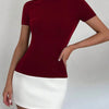 Tossy Summer Female Contrast Mini Dress Casual High Waist Short Sleeve Sexy Skinny Patchwork Bodycon Dress Women's Mini Dress