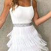 Women's Dresses New Tassel Sexy Low Cut Suspender Sleeveless Midi Party Dress 2024 Summer Fashion
