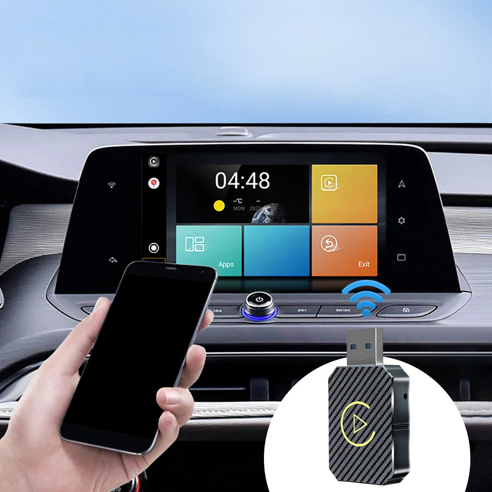 2 in 1 Wireless Carplay Adapter Android Auto Smart USB Dongle Plug and Play BT WiFi for OEM Wired CarPlay/Andriod Auto Cars