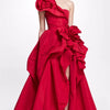 Amanda Customized Red Satin Prom Gown A-line 3D Big Flower Evening Formal Elegant Floor-Length One Shoulder Party Dresses 2024
