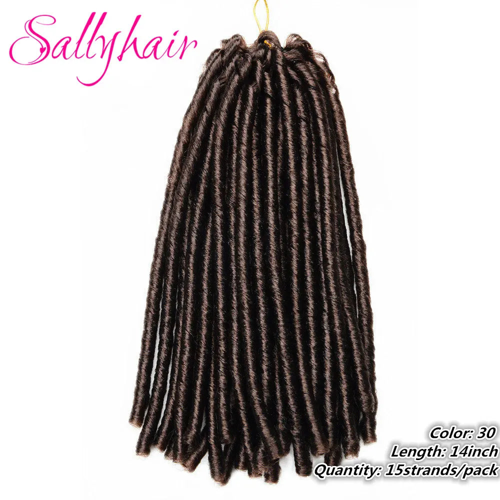 Sallyhair Synthetic Faux Locs 14inch 70g/pack Crochet Braiding Hair Extensions Afro Hairstyles Soft Dreadlock Crochet Braids