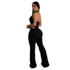CM.YAYA Women V-Neck Backless Straight Sleeveless Flare Jumpsuits 2025 Summer Hollow Out Sexy One Piece Set Streetwear Outfits
