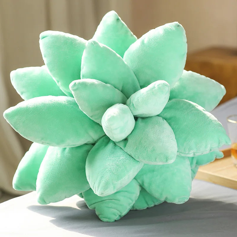 Inyahome 3D Succulent Throw Pillow Cactus Plush Flower Plant Shaped Cushion for Living Room Decor Novelty Decoration Plant Decor
