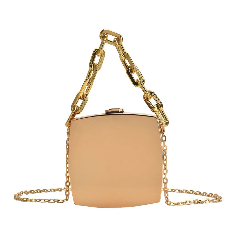 2022 Trend Designer Clutch Bag Gold Silver PVC Box Design Party Evening Chain Shoulder Crossbody Bags Mini Purses and Handbags