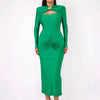 Mozision Hollow Out Long Sleeve Sexy Maxi Dress For Women Gown Autumn Winter New Metal Buckle Ruched Slit Long Dress Elegant