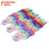 FASHION IDOL 24 Inch Synthetic Hair Water Wave Braiding Hair Extensions Ombre Rainbow color Deep Wave Curl Twist Crochet Hair