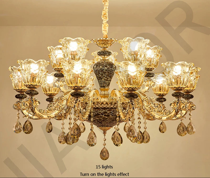Chandelier Living Room Grand Luxury Crystal Lamp Dining Room Bedroom Decoration French Retro Chandelier Lighting Fixtures