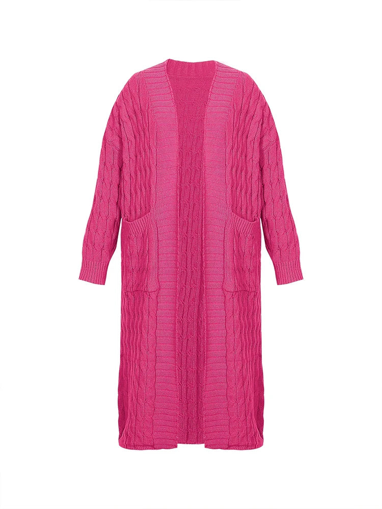 Plus Size Fall and Winter New 2023 Women's Solid Color Cardigan, Casual Knit Cardigan with Pockets Commuter Style Sweater XL-5XL