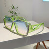 KAMMPT Rhinestone Shine Brand Design Sunglasses Fashion Women Grey Sun Glasses Trendy Decoration Sun Shades for Party Driving