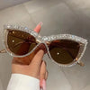 Flower Cat Eye Retro Rhinestones Sun Glasses for Women Elegant Fashion Men Trend Brand Designer Outdoor Party Shades Eyewear
