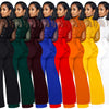 Fashion Women's Clothing Hollow Long-sleeved Loose Wide Leg Jumpsuits Overall Pants Solid Color Sexy Lace