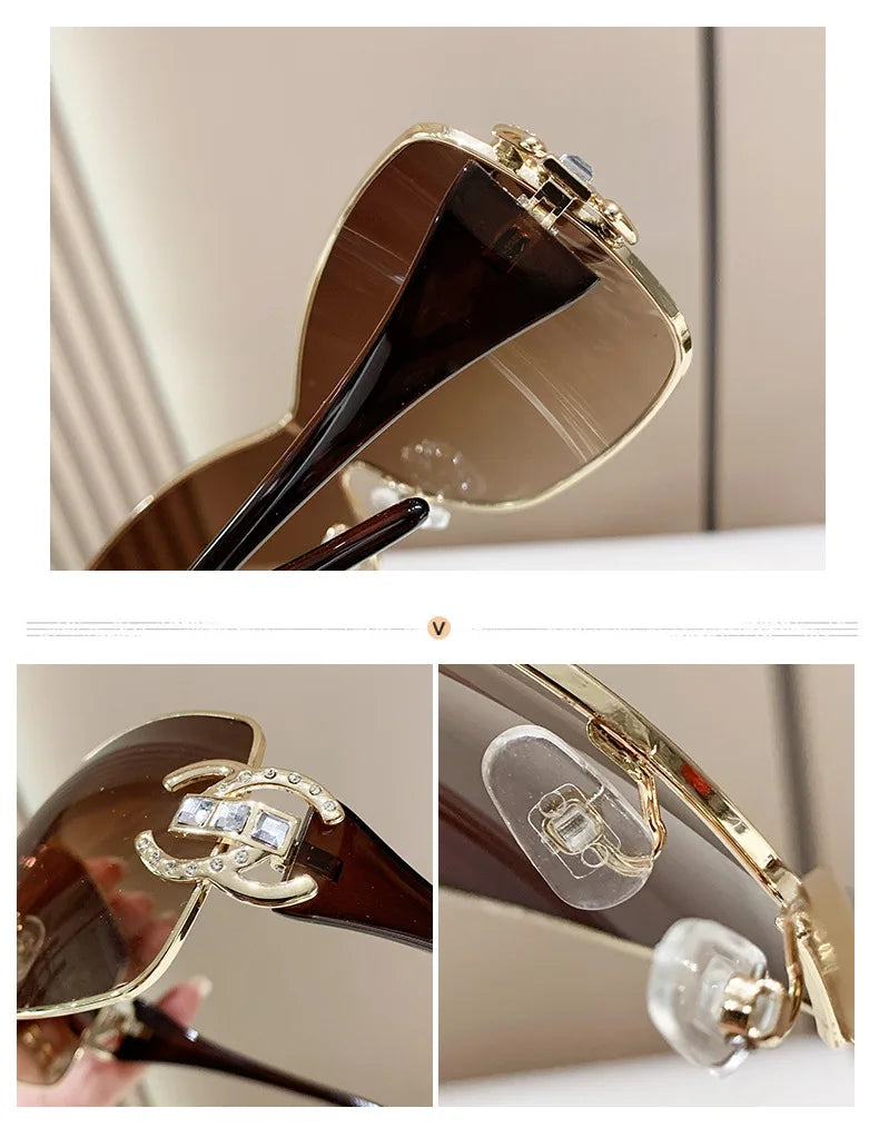 New Fashion Y2K Sunglasses Women's Integrated Surround Sun Glasses Retro Brand Designer Women Eyewear UV400 Oculos De Sol