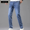 Summer Elastic Men's Jeans Fashion Gray Comfortable Business Straight Stretch Cotton Casual Denim Pants Brand Male Thin Trousers