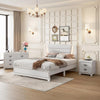 3 Pieces Bedroom Sets Queen Size Upholstered Bed with LED Lights, Nightstands, 3 Piece Wood Bedroom Furniture Set, White
