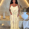 Chic and Elegant Summer Dress Women Halter Sexy Birthday Dress Transparent Mesh Backless Maxi Dress Wholesale Dropshipping