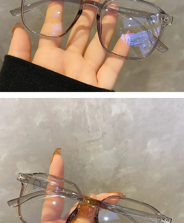 Square polygon Frame Plain glasses blue membrane Glasses all can match Men Women Fashion glasses lenses Blocking Glasses Eyewear