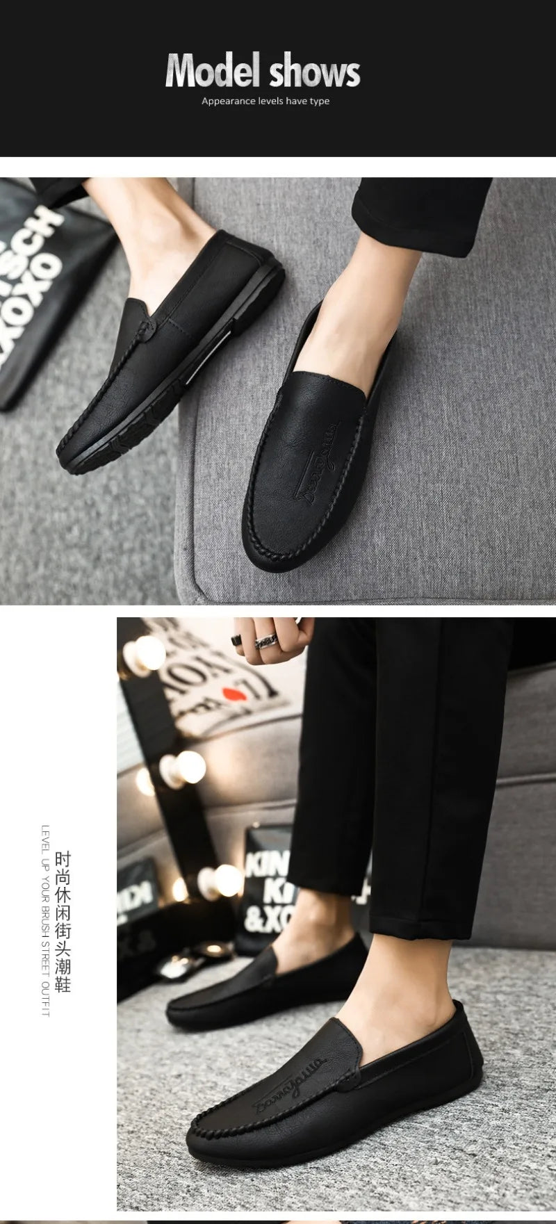 Men Casual Shoes 2024New Men's Loafers Comfortable Flat Casual Shoes Men Breathable Moccasins Slip-On Soft Leather Driving Shoes