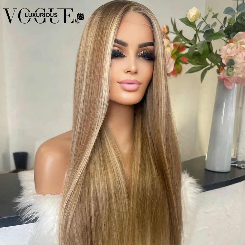 Highlight Brown Honey Blonde Brazilian Virgin Human Hair Lace Closure Wigs Transparent Lace Front Women Wig Pre Plucked On Sale