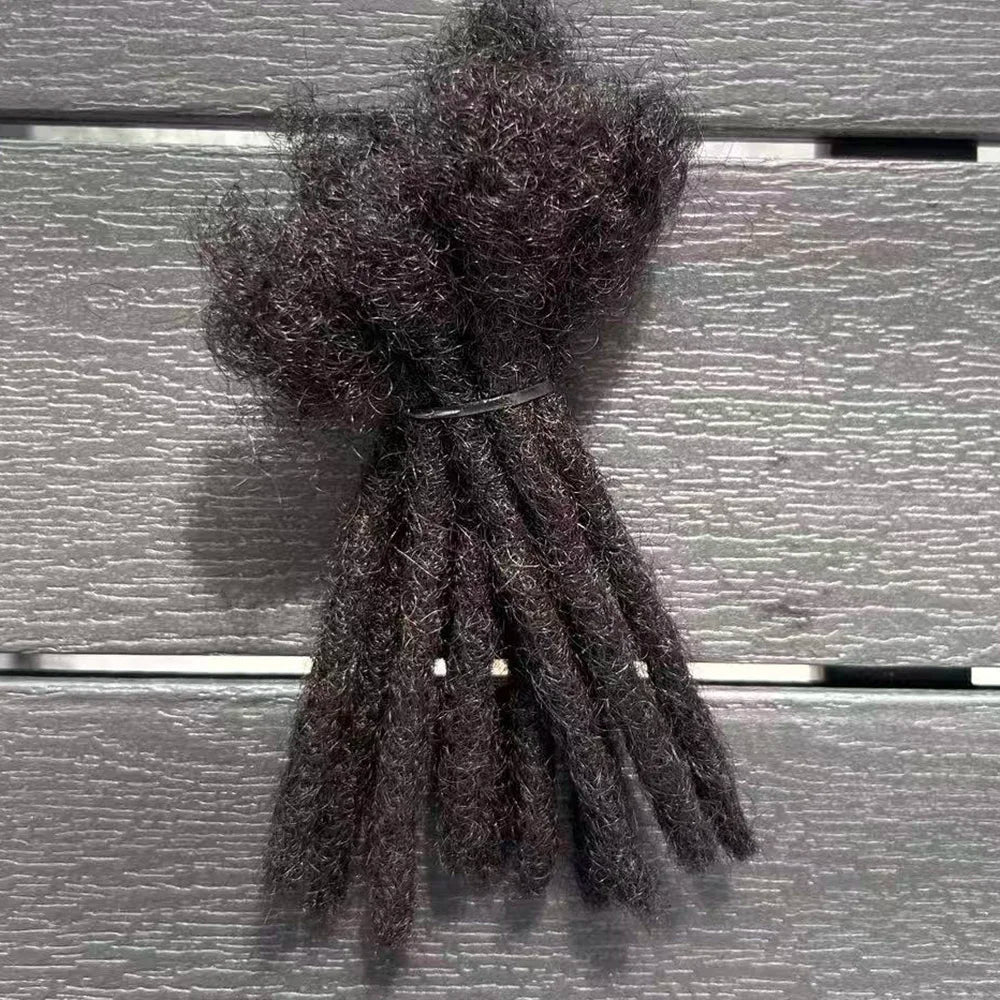 100% Human Hair Loc Extensions Full Handmade Dreadlock Extensions Wholesale 0.6cm Width Natural Black Extension For Women Men