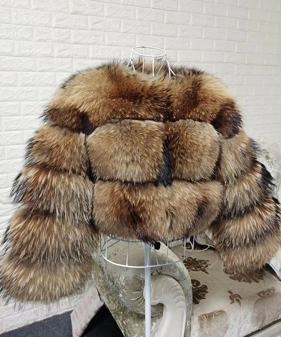 2025 MAOMAOKONG Natural Real Fox Fur Coat Women Winter Long Sleeve Luxury Raccoon Fur Jackets Thick Top Female Furry Coat Vest