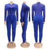Sexy Mesh Patchwork Jumpsuits for Women Elegant Long Sleeve Bandage One Piece Party Long Bodysuit