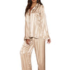 Stripe Long Sleeve Trouser Pijamas Suit Women 2PCS Pajamas Set Sleepwear Spring Summer Satin Nightwear Loose Homewear Loungewear