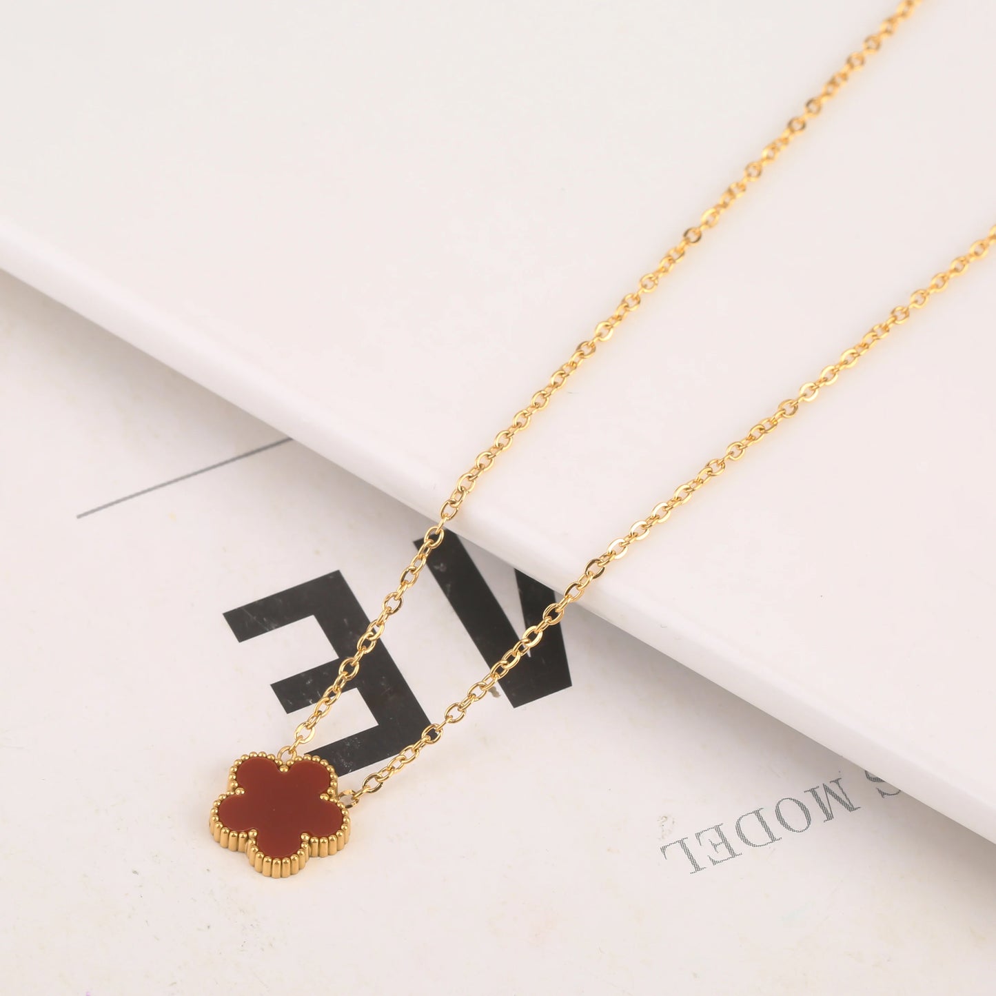 Stainless Steel Non Fading Minimalist Creative Plant Live Leaf Petal Flower Pendant Necklace Earrings Bracelet Jewelry Set