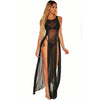 Top Fashion Transparent Sexy Split Long Sleeping Dress Super Elastic Multi-color Mesh Beach Skirt Women Nightgown Lingerie Dress