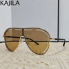 Oversized Hollow One-Piece Sunglasses Women Big Frame 2024 Luxury Brand Special-Shaped Sun Glasses For Ladies Eyewear Shades