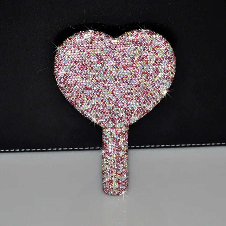 Women's Mirror Eyelash Extension Mirror Sticking Diamond Hand Mirror Fashionable High-end Beauty Handle Mirror Cosmetics Mirrors