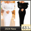 Customized Customized 2025 Hot Sale Women White Short Sleeve Bodycon Dress Club Party Beading Dress Elegant Lady Fashion Dress
