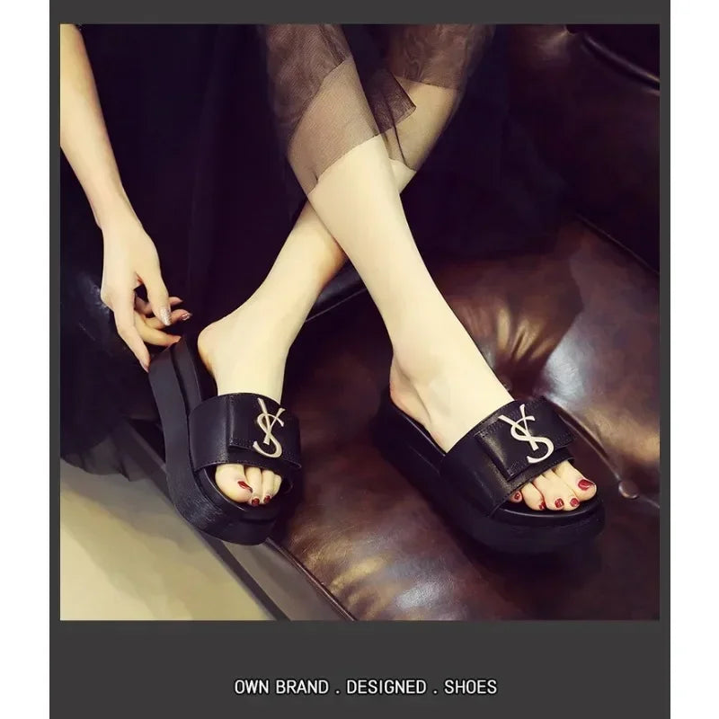 Slippers Summer Shoes Women Platform Design Slides Fashion Letters Ladies Shoes Casual Slipper Indoor Non-slip Slippers Sandals
