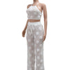 Sexy see through lace up vacation jumpsuits women summer body party club outfits streetwear womens jumpsuit Wide leg pants sets