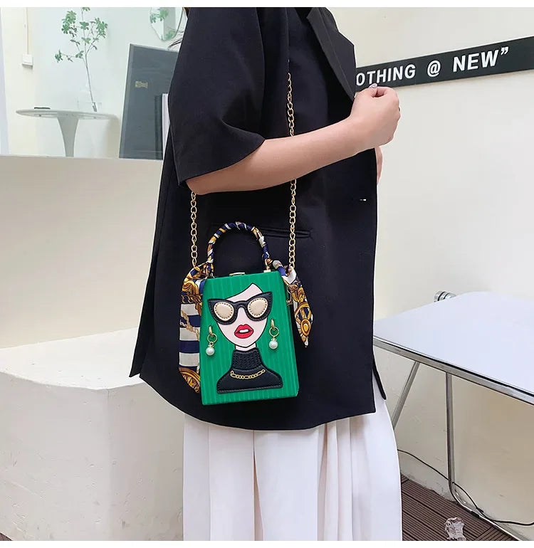 Evening Bags for Women 2024 New Fashionable Leather Shoulder Bag Woman Hard High Quality Hip Hop Party Luxury Designer Handbag