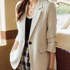 Khaki Black Green Women Solid Formal Blazer Coat Female Long Sleeve Single Button Straight Jacket For Office Ladies Work Wear