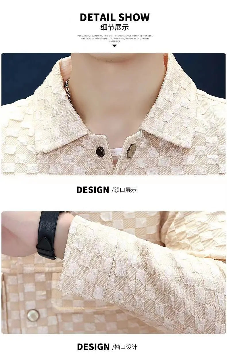 Men Jacket Fashion loose lapel-up Spring Autumn retro men Coat Casual Cargo jacket Solid Color Loose male Outerwear