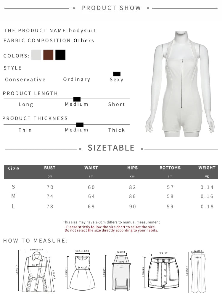 Weird Puss Zip Halter Romper Women  2025 Summer Stretch Fitness Sporty Hipster Backless Sleeveless Playsuit Casual Trend Outfits
