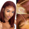Reddish Brown Bob Wig Human Hair 13x4 Lace Front Wigs Human Hair Pre Plucked with Baby Hair Brazilian Virgin Human Hair