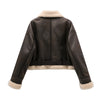 RARF 2024 New Woman's Fashion Thick Warm Faux Shearling Jacket Coat Vintage Long Sleeve Belt Hem Female Outerw
