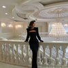 Bella Black Satin Prom Dresses Detachable Shawl Mermaid Wedding Dress Elegant Long Sleeves Customized Vestidos De Fiesta 2024