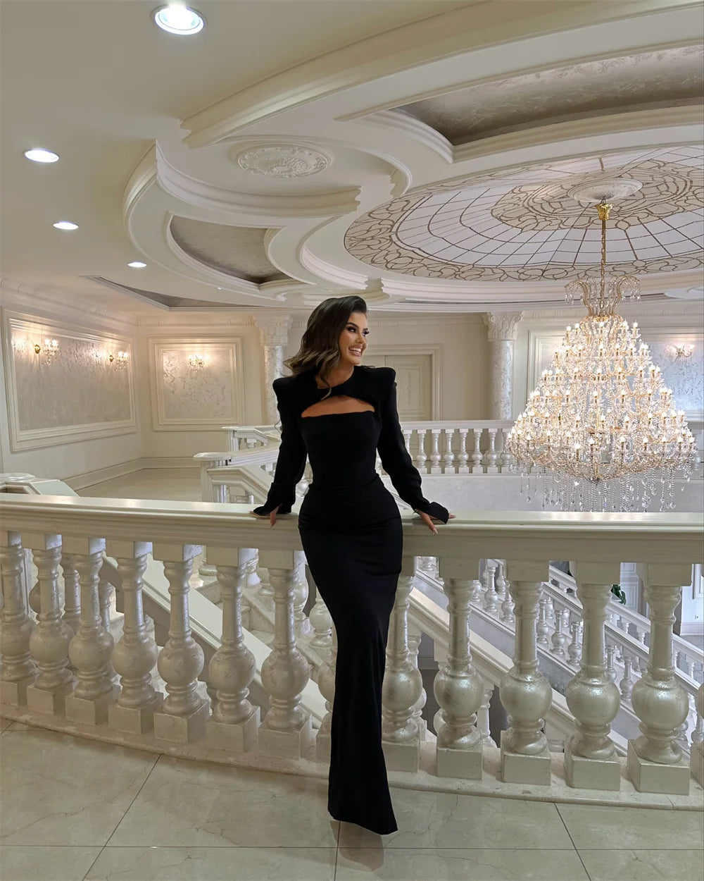Bella Black Satin Prom Dresses Detachable Shawl Mermaid Wedding Dress Elegant Long Sleeves Customized Vestidos De Fiesta 2024