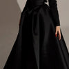 Bella Black Satin Beaded Robes De Soirée One Shoulder A-line Prom Dresses Customized Long Sleeves Floor-length Wedding Dress
