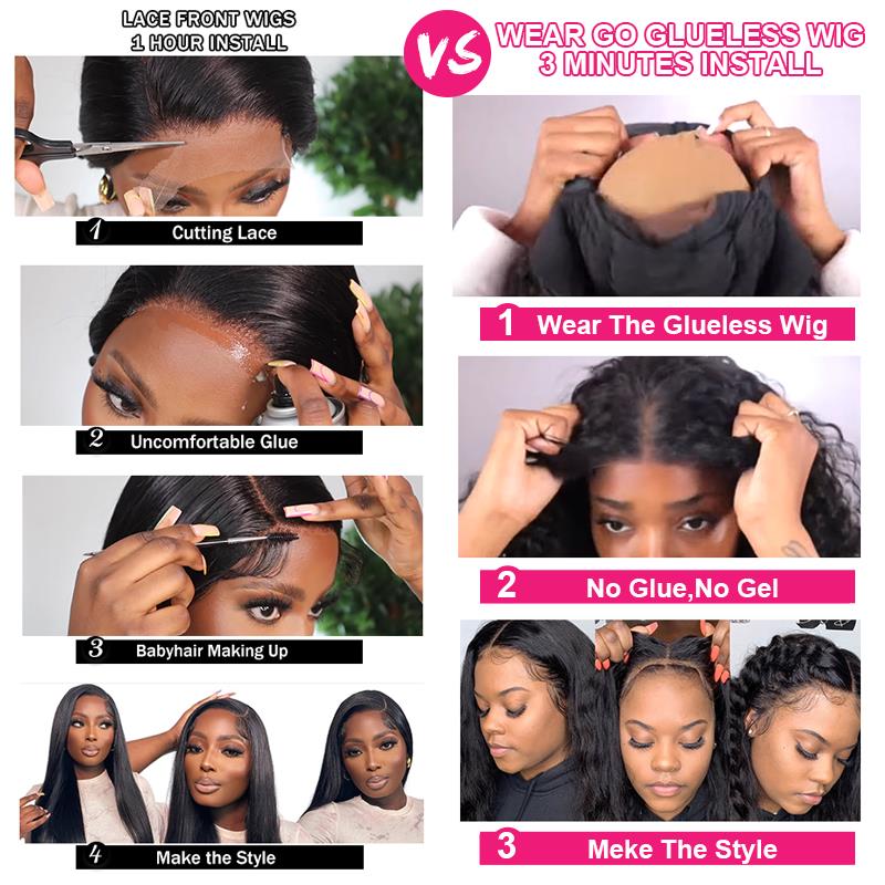 Wear And Go Water Wave Bob Lace Wig For Women Curly 6x4 Glueless Human Hair Wig 4x4 Ready To Go Human Hair Wigs Pre-Cut Lace Wig