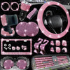Car Accessories Set 27/4Piece Women Bling Universal Fit Polyester Steering Cover Shiny License Frame Phone Holder Coasters Tools