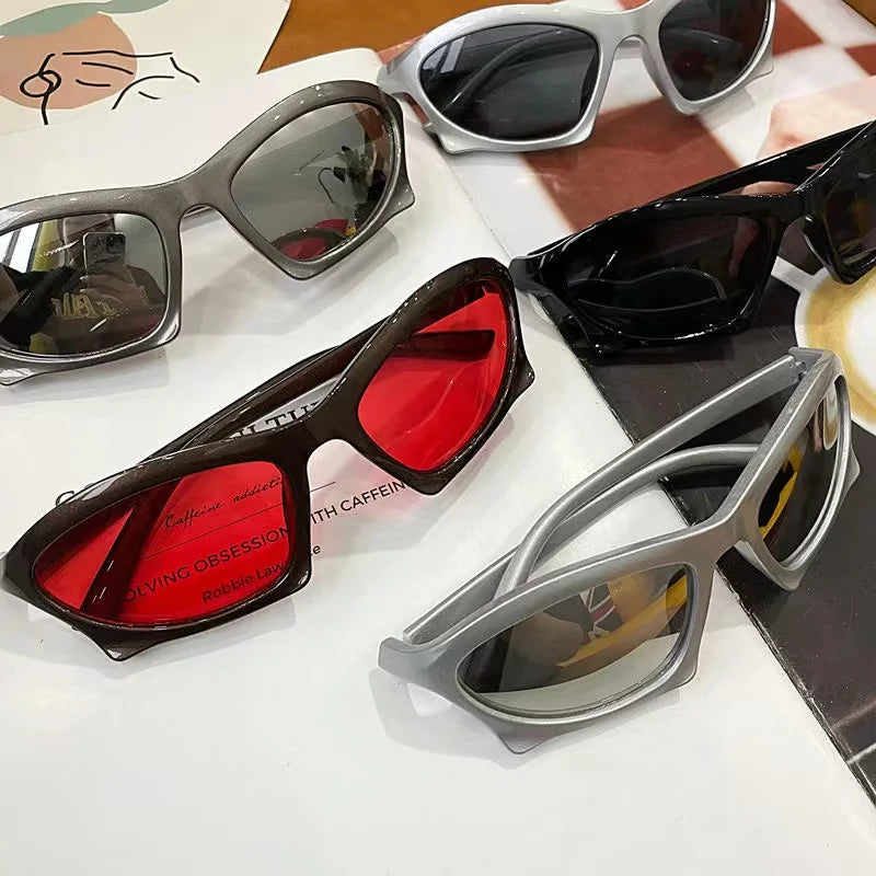 Retro Sports Sunglasses Geometric Trend Steampunk Glasses Sports Vintage Punk Shade Sunglasses UV400 Women Men Eyewear