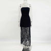 Tornova Strapless Lace Dress Sets Female Elegant Sexy Strap Vest High Waist Splice Long Skirt Ladies Slim Banquet 2 Pieces Set