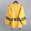 Autumn Winter Street Style Letter Spliced Jumpers Ladies Loose Casual All-match Knitted Pulllover Top Women Harajuku Y2K Sweater