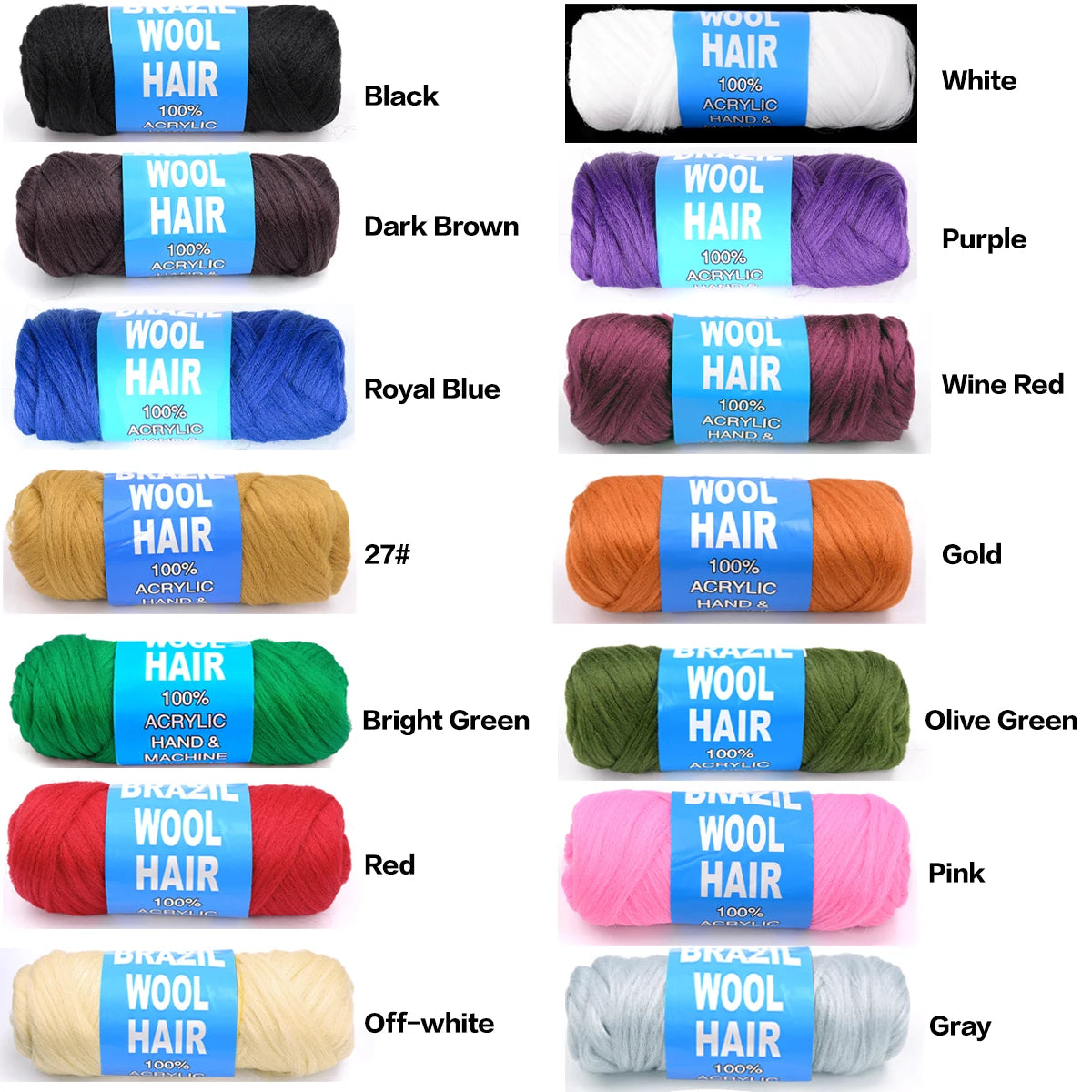 4 Pack Brazilian Wool Hair Synthetic Crochet Hair Extensions for Women African Hair Yarn for Braiding Senegalese Twist Fake Hair