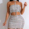 Sexy halter rhinestone mini summer dress women elegant bodycon night club party dresses woman short evening dresses vestidos HL